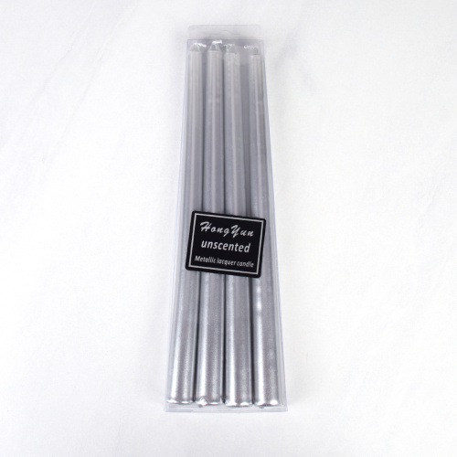 Свеча 4 штуки 25х1,7 см набор/ RF-903 /уп 144/ серебро / 2 СОРТ 