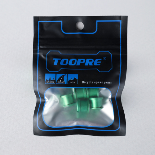 Бонки алюминиевые TOOPRE CN-02 12х12х9.6mm болт + гайка 8.5мм высота для крепления передних звёзд к системе шатунов. Набор 5 штук. Зеленый