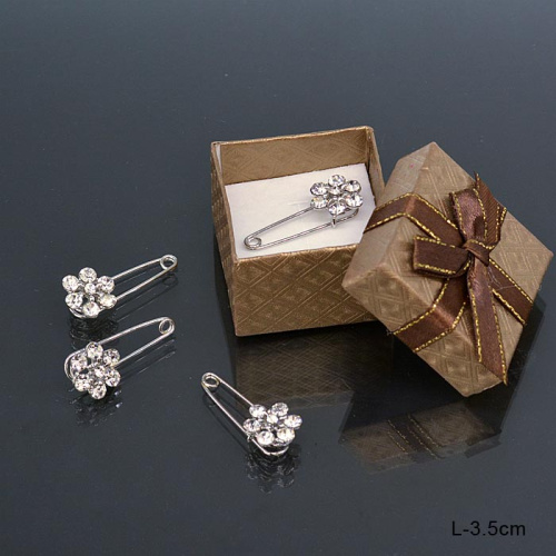 Брошь булавка Цветок 3,7 см / 59-29 /уп 3/12/ серебро 