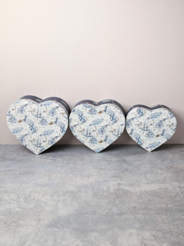 Коробка подарочная 3 штуки Сердце / 1158 /уп 24/16*18.3*7/18*20.3*8/20*22.3*9cm