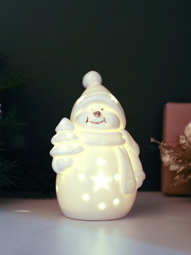 Фигурка Снеговик с подсветкой 13 см новогодний / YZ24719 /уп 48/LED