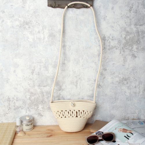 Сумка плетеная 21x15x9 / DW-12 /уп 30/100/бежевая