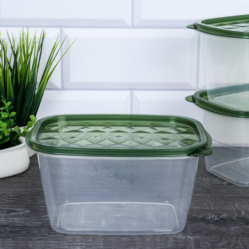 Контейнер прямоугольный 3 штуки / P1 /уп 80/17x11x9 см высокий