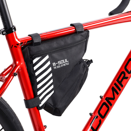 Сумка велосипедная подрамная BICYCLE SOUL, с боковой молнией, с отсеком для бутылки, крепление velcro, чёрная, 20.5х18х21.5см. /уп 200/