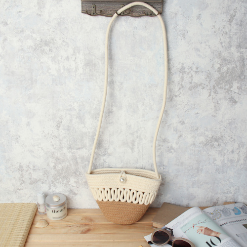 Сумка плетеная 21x15x9 / DW-11 /уп 25/50/коричнево-бежевая