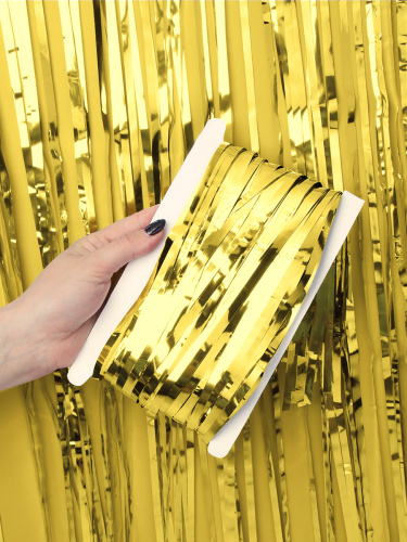 Дождь занавес 100x200 см золото / NGA-15 /уп 10/300/для фотозоны на клейкой ленте