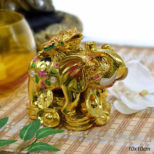 Фен-шуй сувенир Слон с лягушкой / 0001 /уп 60/