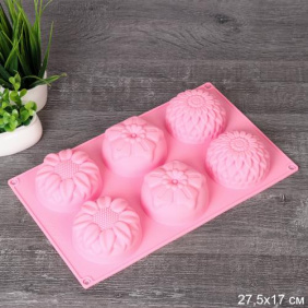 Форма для выпечки 6 ячеек силиконовая Цветы 3,5 см / HL-111 /уп 200/ 0.108/ 28*16*3,5/ ПРОМО АКЦИЯ