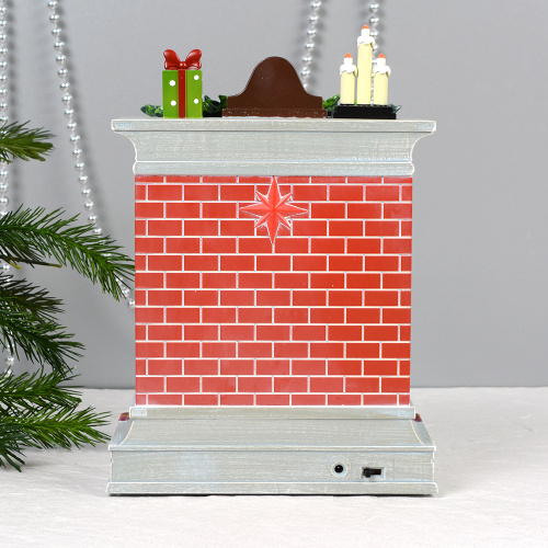 Светильник настольный новогодний 18x10x26 см Камин / NG206-7 /уп 6/ музыкальный