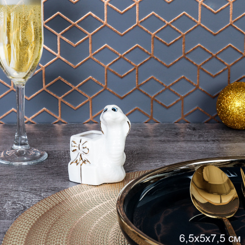 Подставка для зубочисток Змейка / B5319 /уп 144/  костяной фарфор