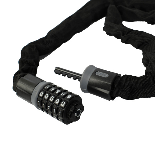 Замок кодовый KRYPTON, 5 разрядов, 1200мм, стальная цепь, толщина звеньев 6 мм, чёрно-серый. /уп 40