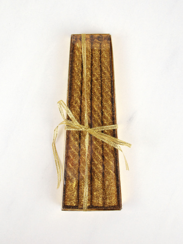 Свеча стержень 4 штук 20 см набор витая / BQ-1 /уп 144/ золото