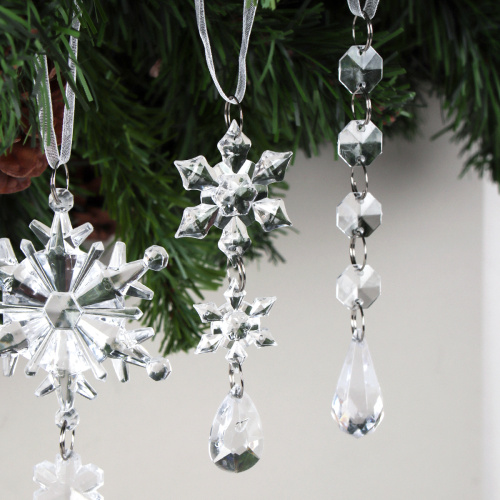 Новогоднее украшение Сосулька снежинка 5 штук набор / YIH-06 /уп 480/
