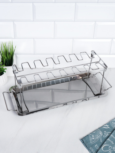 Подставка для запекания курицы гриль в духовке с поддоном / TK-147 /уп 25/