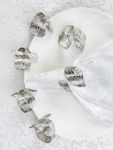 Кольца для салфеток 6 штук Лавр Серебро / JG12-2 /уп 50/ 8 марта/ подарок для женщины