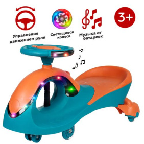 Толокар COMIRON QT-8098/светящиеся полиуретановые колеса 90 мм/ Оранжевый/уп4