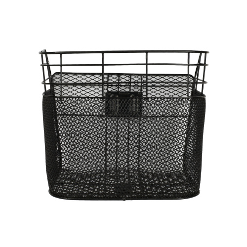 Корзина для велосипеда металлическая, с креплением на переднее колесо. 2 кронштейна на рулевую колонку.  Черная. / 1DVMI-15 / уп 20