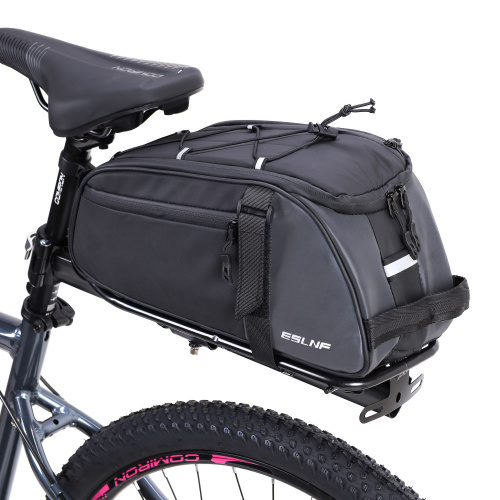 Сумка велосипедная на багажник ESLNF, основные отсеки на молнии, крепление velcro, боковые отсеки на молнии и с сеткой. Размер 12.5*35*14см. /уп 40/