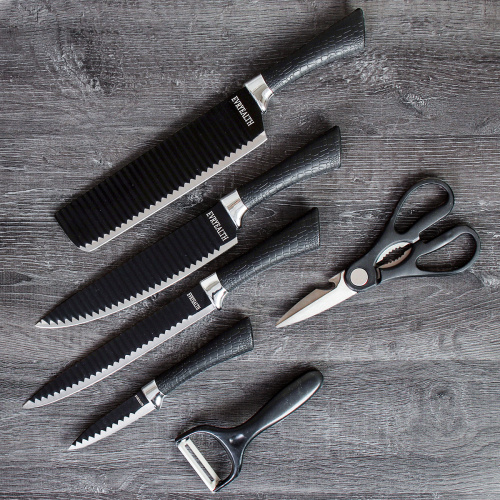 Набор кухонных ножей 6 предметов в коробке / WD-101 /уп 30/ножницы и овощечистка в комплекте