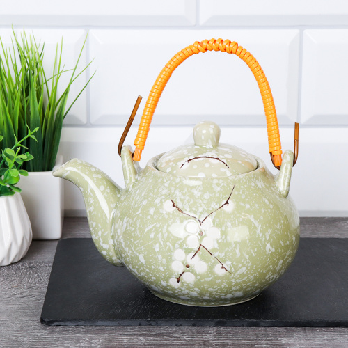 Чайник заварочный 700 мл / GR-933green /уп 18/ плетеная ручка