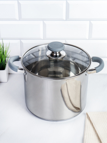 Кастрюля 6,8 л  Элиос / LB-S-1106E-6-6,8 /уп 1/ индукция/ ручки с силиконом/ Гофрокороб/ KISIGA