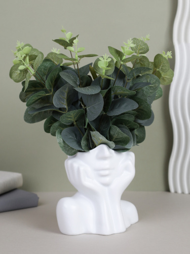 Ваза статуэтка Лицо 13 см / DG-004 /уп 48/белая*