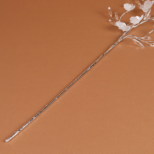 Ветка декоративная стеклярус 70 см / SA15335 /уп 120/360/серебро