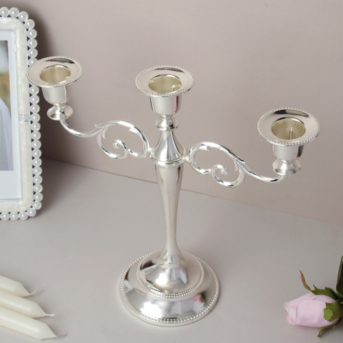 Подсвечник на 3 свечи 25 см серебро / 6303Q /уп 30/