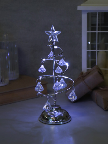 Новогоднее украшение Елка 19 см серебро / NG-01/2 /уп 96/Новый год