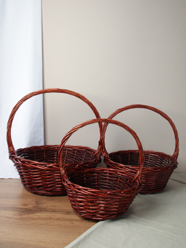 Корзина плетеная 3 штуки 33х12/27х10/22х9 см / S/3 22-42-B /уп 28/круглая