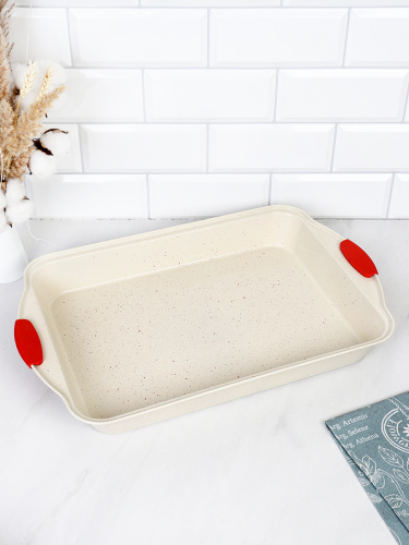 Противень 45х29х5,5 см Мрамор с силиконовыми ручками/ RSD-936 /уп 30/ 0.64/