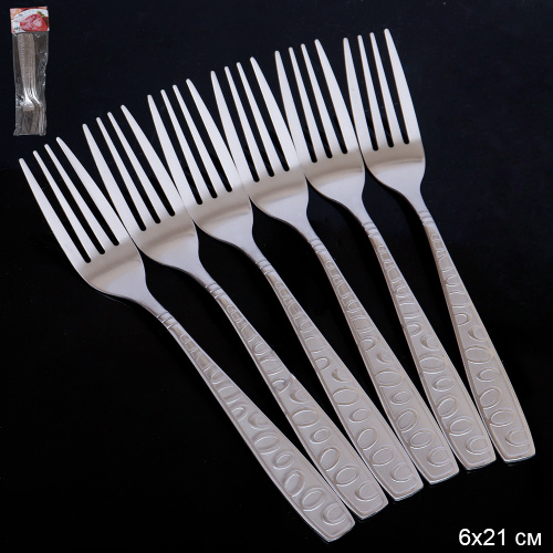 Вилка столовая 6 штук Серебро Гравитация Глянец / Y-881 /уп 100/ 0,30/