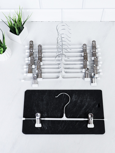 Вешалка для одежды и брюк белая набор 10 штук 31 см 45 грамма / F45OP-white /уп 25/ OPP