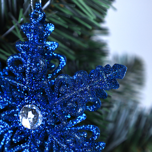 Новогоднее украшение Снежинка 12 см / LCS-012 /уп 60/240/ синяя