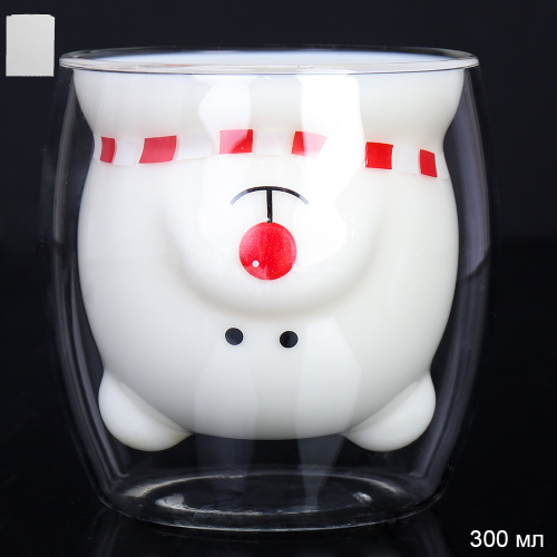 Стакан 300 мл с двойными стенками Мишка с шарфом / LCWB6000 /уп 100/ 