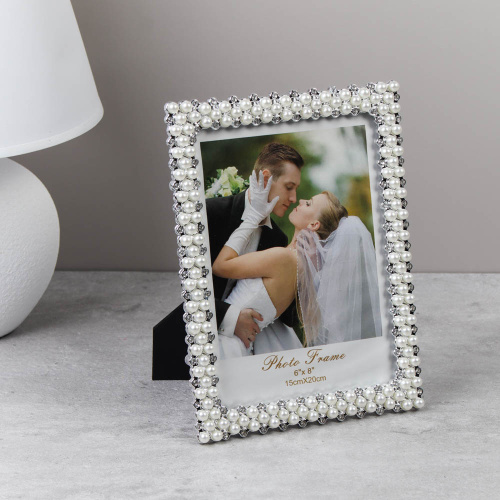 Фоторамка 15x20 стразы и жемчуг / CZ-ZQBF-C /уп 60/