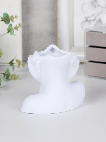 Статуэтка кашпо Лицо 11х13х8 см / NTJ001 /уп 150/белая