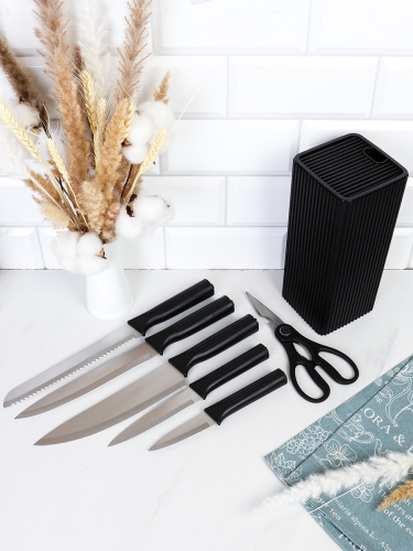 Набор кухонных ножей на подставке 7 предметов / YX-168 /уп 20/