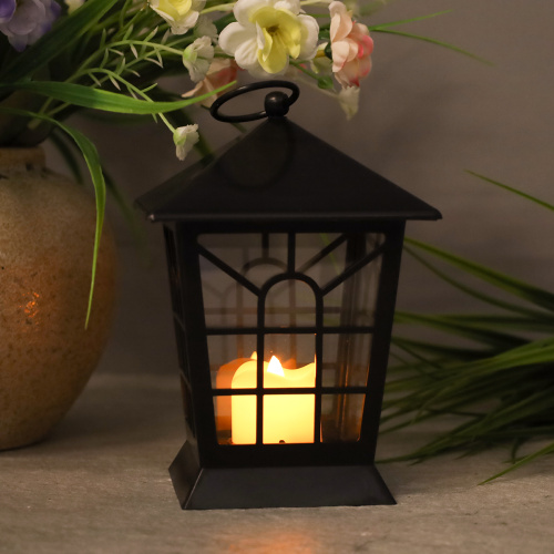 Светильник фонарь настольный Новогодний 17 см новогодний / YR03-17 /уп 6/72/черный от батареек