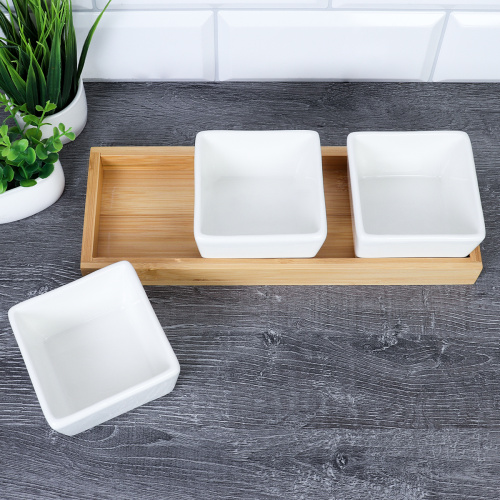 Менажница 3 предмета 220 мл / KT010 /уп 24/ на подставке