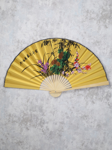 Веер 50 см бамбуковая основа Черный с Драконами / 622-11 /уп 50/200/