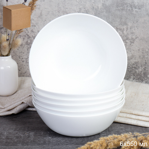 Набор суповых тарелок 6 штук 550 мл Евро Дэй LYG60 (white) (уп12)