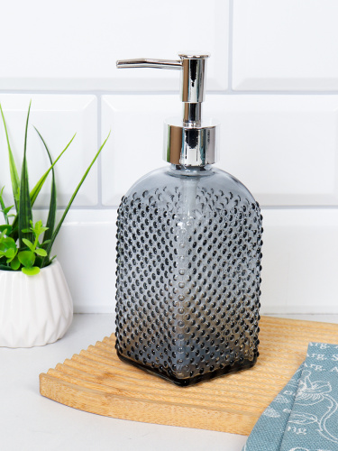 Дозатор для жидкого мыла 350 мл 20 см / GKR8 /уп 48/ серый