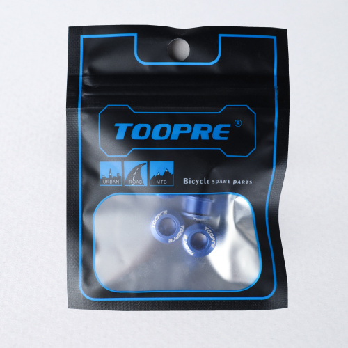 Бонки алюминиевые TOOPRE CN-01 12х12х9.6mm болт + гайка для крепления передних звёзд к системе шатунов. Набор 5 штук. Синий