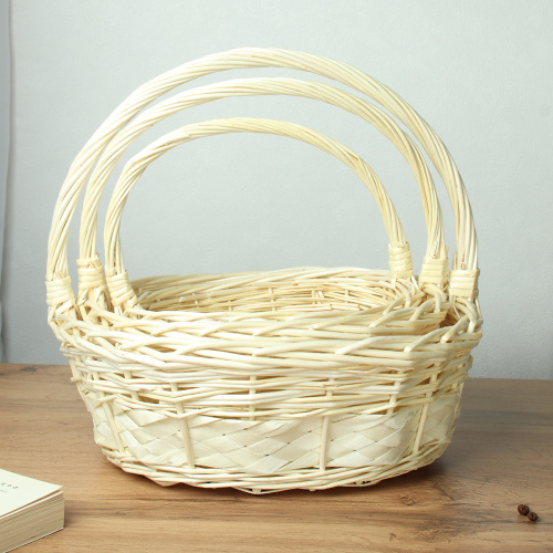 Корзина плетеная 3 штуки 37х30х12/32х24х10/26х20х9 см / S/3 22-32 /уп 28/белая овальная