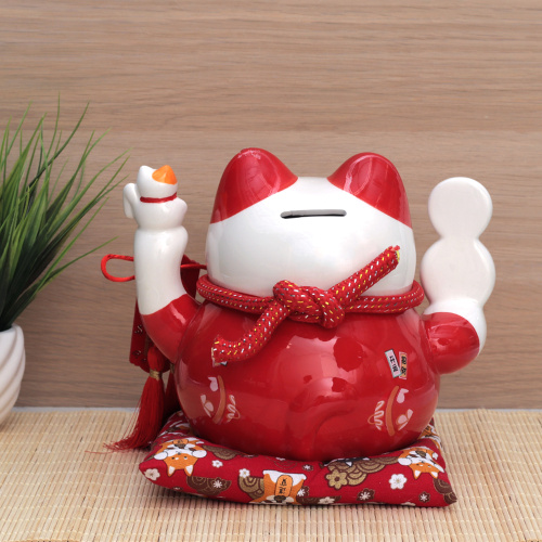 Копилка Кот манэки-нэко на коврике 16,5 см / C12 /уп 18/