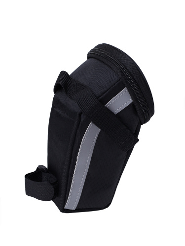 Сумка велосипедная подседельная большая BICYCLE SOUL, материал оксфорд 1680D, отделение на молнии, застёжка velcro, чёрная, 14.5х13.5х9см./уп 50/