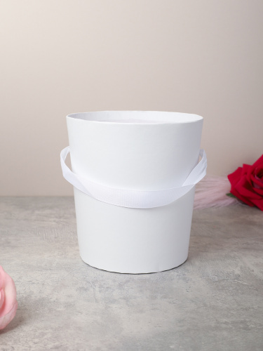 Коробка для цветов 14х15 см / 527-6W /уп 300/белая