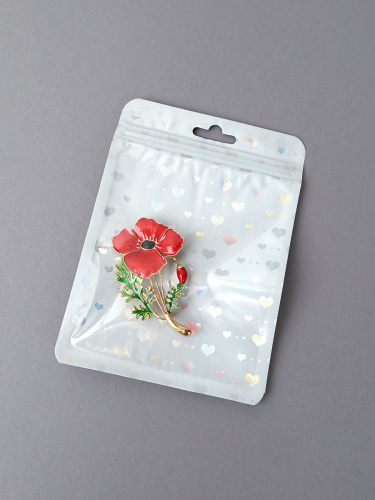 Пакет подарочный 10,5х15 см сердце белый / ZIP-02-2 /уп 100/5000/ zip-lock застежка