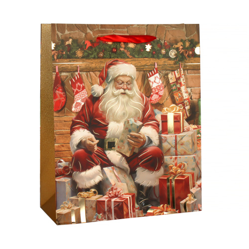Пакет подарочный Новый год 26х32x10см / 3033-2 /уп 12/480/микс/210г/м2